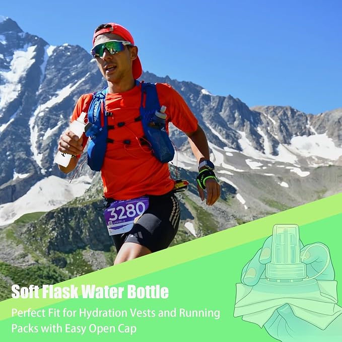 2PCS Running Vest Soft Flask, BPA-Free Soft Flasks 17oz/500ml TPU Collapsible - Image 4
