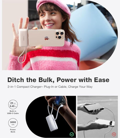TORRAS 2-in-1 iPhone 16 Portable Charger, 000mAh 22.5W Mini Power Bank - Image 4