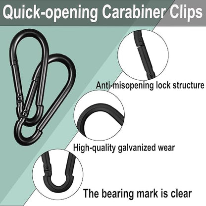 Black Carabiner, Heavy Duty Galvanized Steel Spring Snap Hook Carabiner Clips - Image 5