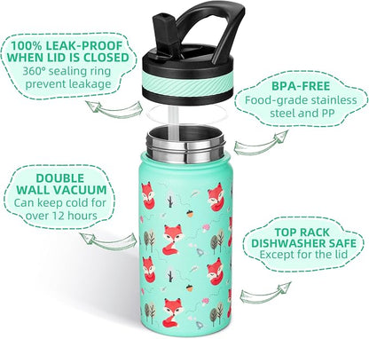 Fanhaw 14 Oz Kids Insulated Water Bottle - Image 2