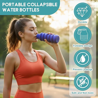 LemonRoad 4 Pcs 20 oz Portable Collapsible Water Bottles Reusable Silicone - Image 4