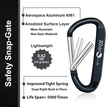 Rhino Produxs 8PCS of Lightweight Duty Snap Carabiner Clips, D Ring Shape - Image 3