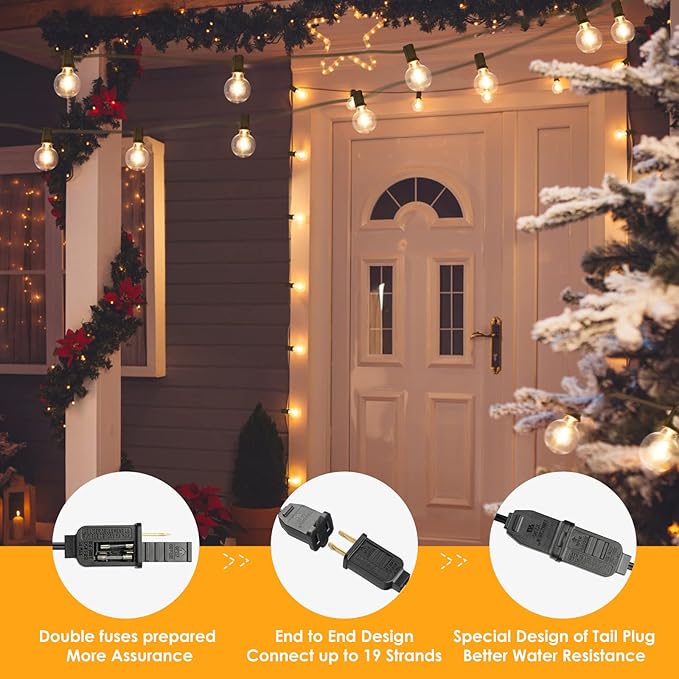Mlambert 50Ft LED Outdoor String Lights G40 Globe Dimmable Patio Light - Image 6