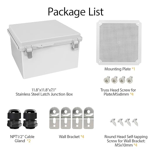 LeMotech Electrical Box, IP67 Waterproof Hinged Cover Stainless Steel Latch - Image 8