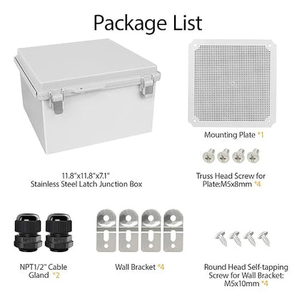 LeMotech Electrical Box, IP67 Waterproof Hinged Cover Stainless Steel Latch - Image 8