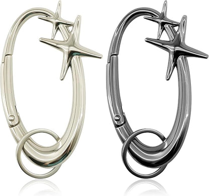 2pcs y2k Large Star Shape Carabiner Set, Cool Belt Loop Clip, Carabiner Keychain by Unknown