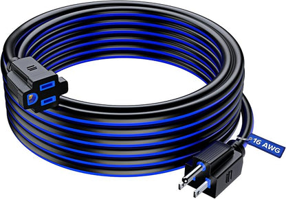 Maximm 30 Ft Black and Blue Extension Cord, Heavy Duty 3-Prong Outdoor Power by MaximmCable