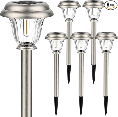 DERAYSION Solar Lights Outdoor Waterproof, Brushed Stainless Steel Glass Solar by DERAYSIONSolarLighting
