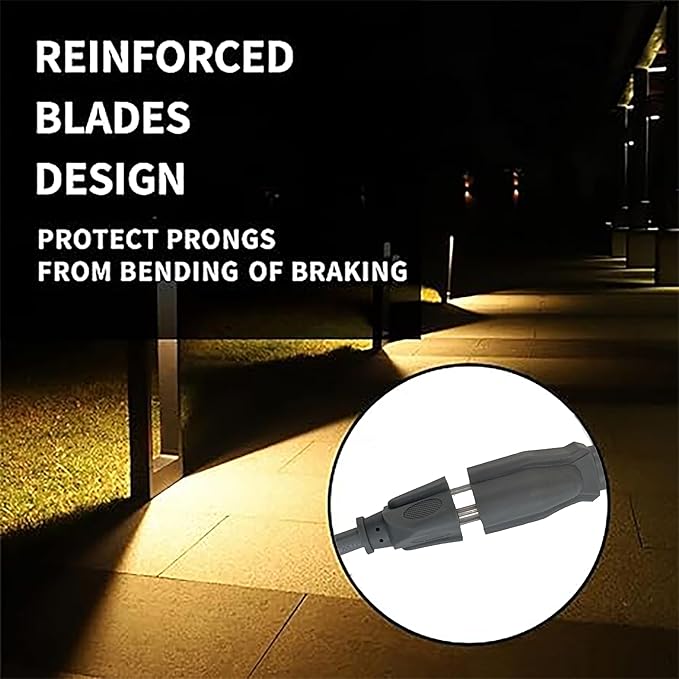 Indoor Outdoor Extension Cord Weatherproof, UL Certified, 16 Gauge 12FT Grey 3 - Image 4