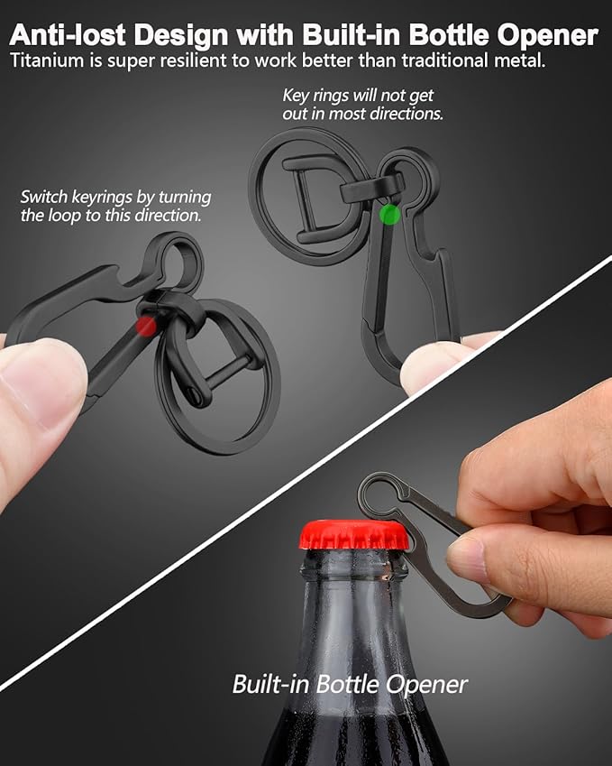 PJYTAC Key Chain Clip Titanium Carabiner Keychain Quick Release Carabiner - Image 4