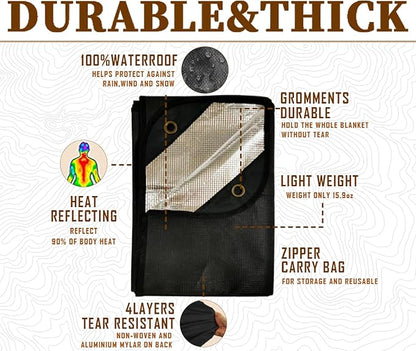 Heavy Duty Survival Blanket -Multifunctional Reflective Tarp Thermal Blanket - Image 3