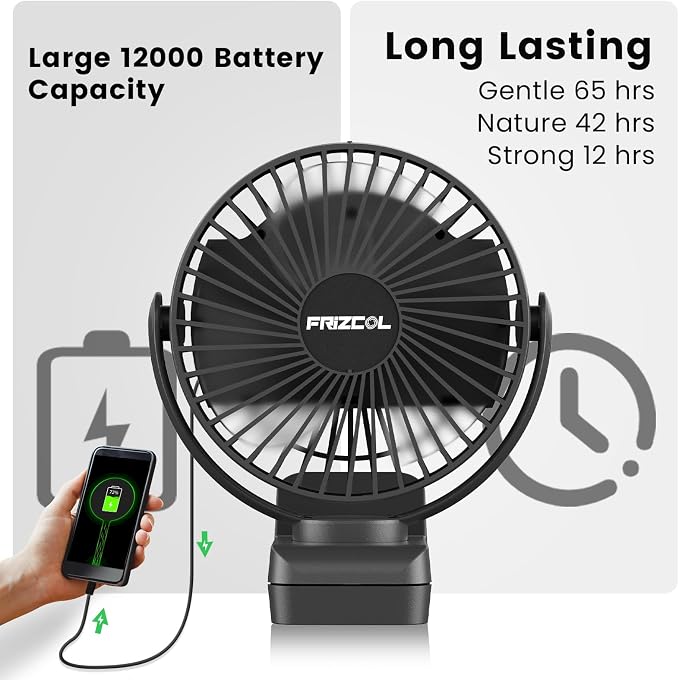 Portable Clip on Fan 65 Working Hours, Camping Fans - Image 2