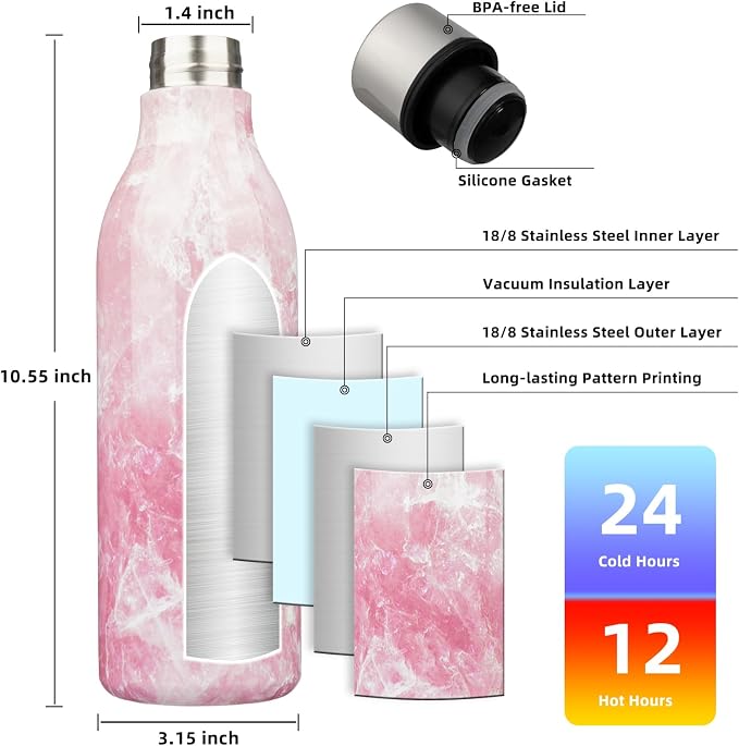 BJPKPK Insulated Water Bottles, 25 oz Stainless Steel Metal Water Bottle - Image 3