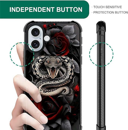for iPhone 16 Plus Case, Entwined Rose Snake Pattern Graphic Design Girl Boy - Image 5