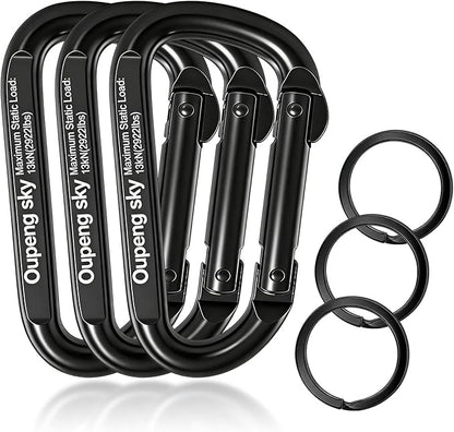Carabiner Clip - Heavy Duty Carabiners 800lbs-13KN Carabeaner D Ring Shape by Oupengsky