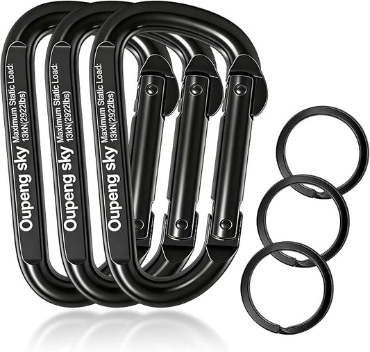 Carabiner Clip - Heavy Duty Carabiners 800lbs-13KN Carabeaner D Ring Shape by Oupengsky