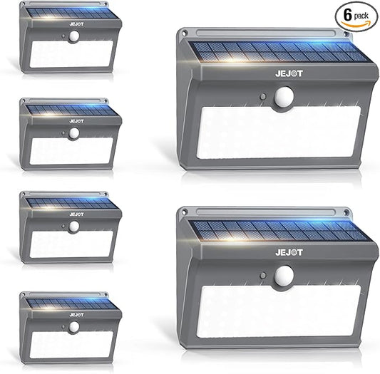 6 Pack Solar Motion Lights Outdoor Waterproof, 270° Wide Angle, 3 Modes Solar by JEJOT