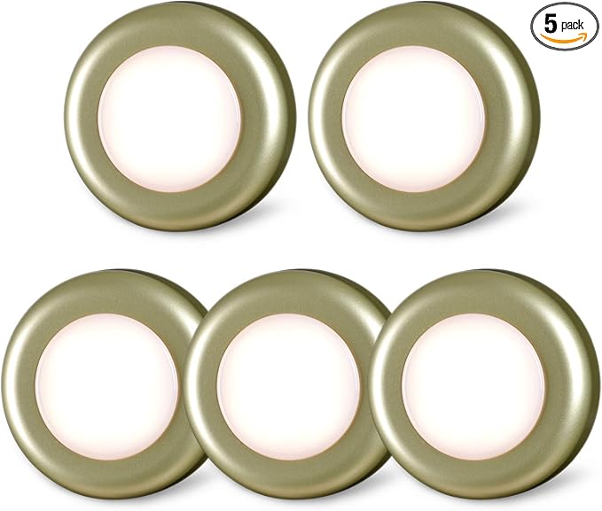 STAR-SPANGLED 5 Pack 2.8” Push Tap Lights, Stick on Touch Puck Lights AAA by STAR-SPANGLED
