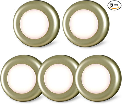 STAR-SPANGLED 5 Pack 2.8” Push Tap Lights, Stick on Touch Puck Lights AAA by STAR-SPANGLED