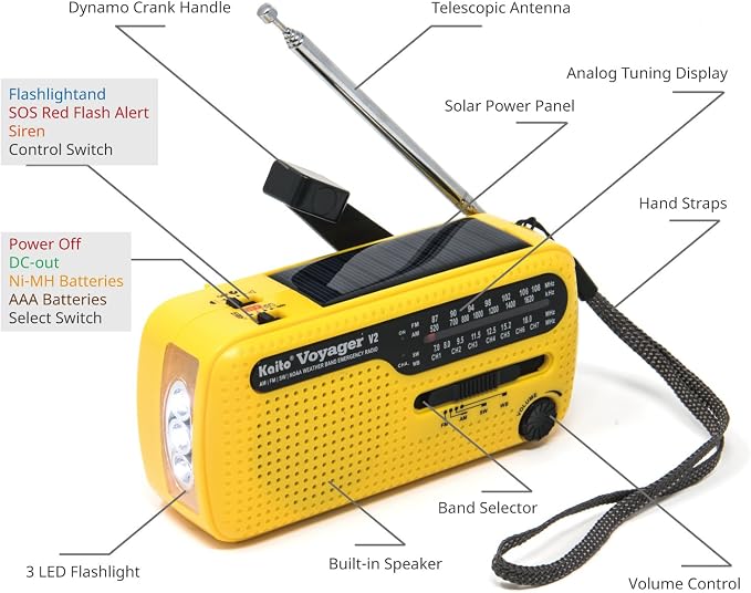 Kaito Best NOAA and SW Portable Solar/Hand Crank AM/FM, Shortwave & NOAA - Image 6
