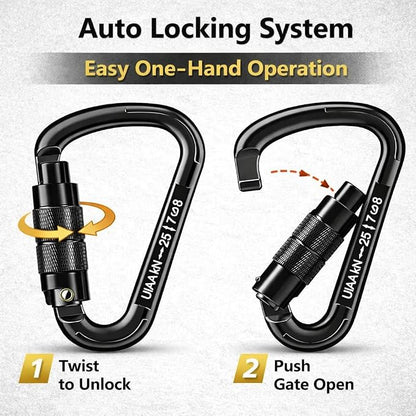 Auto Locking Carabiner Heavy Duty Carabiner 25kN UIAA Certified Climbing - Image 4