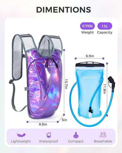 Blue Quartz Rave Hydration Backpack, Reflective Hiking Pack - Image 8