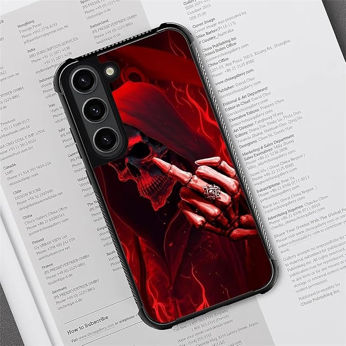 for Samsung Galaxy S23 Case, Gestures Funny Skull Pattern Graphic Design Girl - Image 2