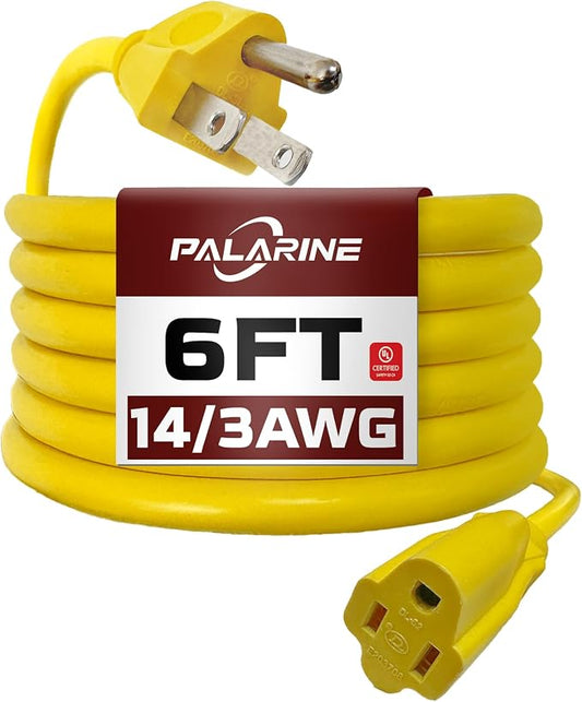 6ft Yellow Outdoor Extension Cord Waterproof, UL Listed, 14/3 SJTW Heavy Duty 3 by PALARINE