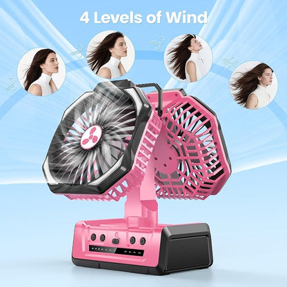 Dual Head Portable Rechargeable Fan 20000mAh Battery Powered Camping Fan - Image 3