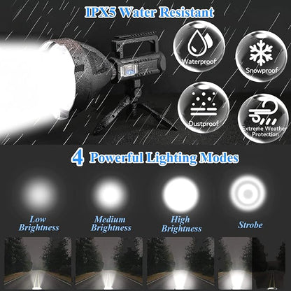 Rechargeable Spotlight, 000L High Lumens Led Spot Lights Outdoor Handheld Super - Image 3