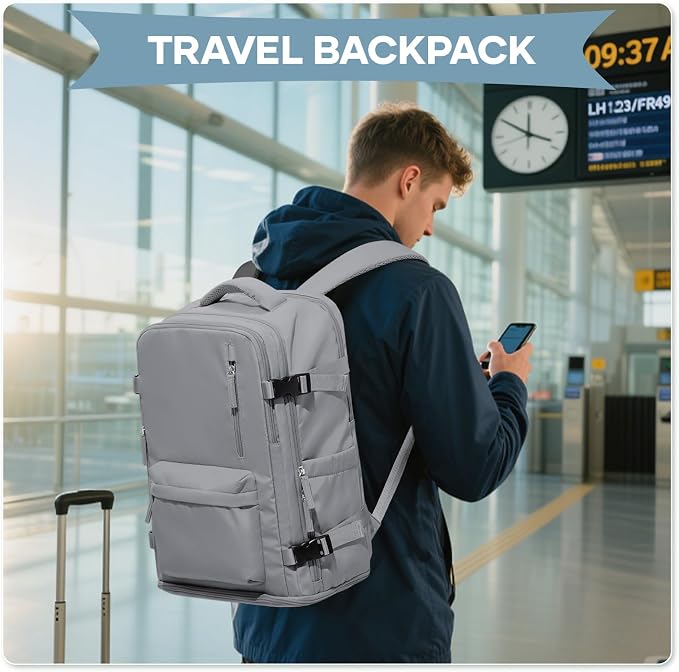 WONHOX Large Travel Backpack Carry on Flight Approved Laptop Work Business - Image 8