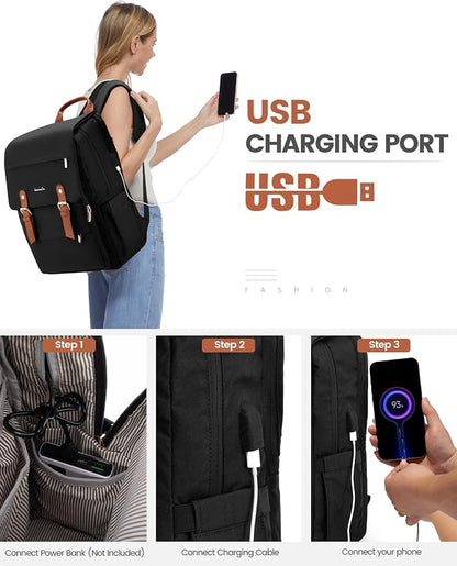 LOVEVOOK Laptop Backpack Purse for Women Vintage Travel Computer Backpack - Image 5