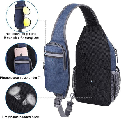 WATERFLY Crossbody Sling Backpack Sling Bag Travel Hiking Chest Bag Daypack - Image 3