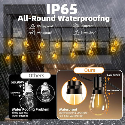 Outdoor Patio String Lights 150ft: S14 LED Shatterproof Bulbs 3 Modes Button - Image 2