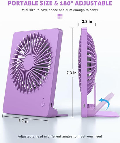 Zuvas Desk Fan Battery Operated Fan Rechargeable 180°Tilt Folding Personal Fan - Image 5