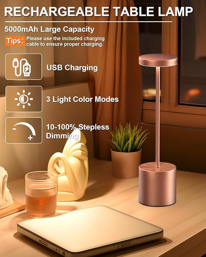 Swinerton Cordless Table Lamps Rechargeable, Portable LED Desk Lamp, 5000mAh - Image 2