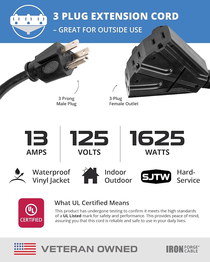 Iron Forge Cable 15 Ft Black Extension Cord - Image 3
