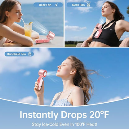Handheld Portable Fan with Ice Cooler: 100-Speed 5500mAh Rechargeable Handheld - Image 7