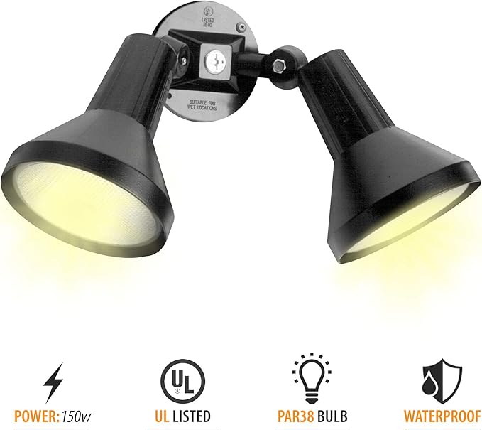 Ciata 15" Outdoor Security Flood Light 2 Head - Image 2