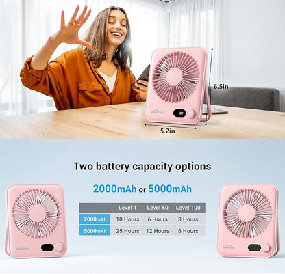 WHATOOK Small Desk Fan Personal Fans: 5000mah 25 Hours Battery Office Quiet - Image 6