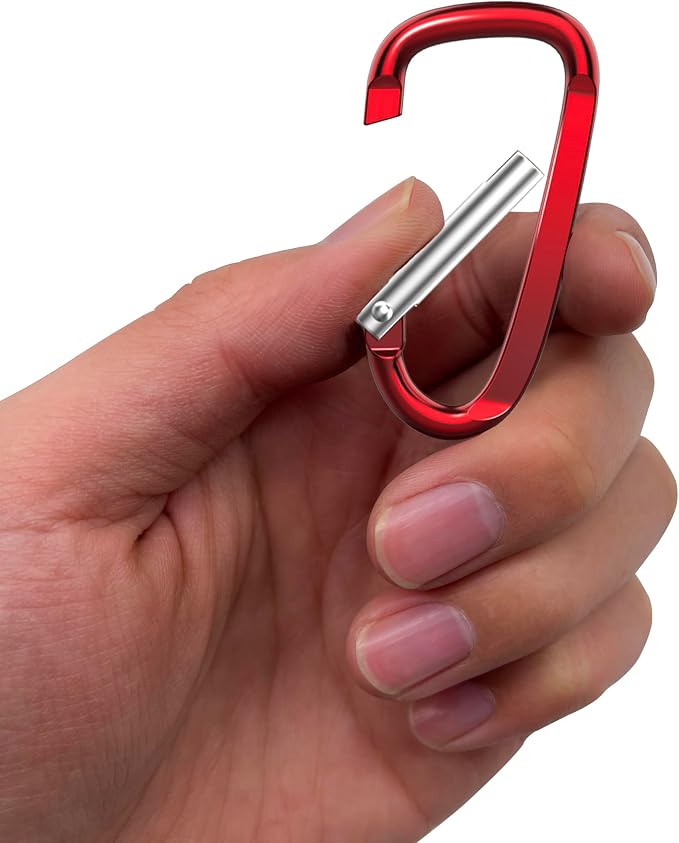 2.4" 24pcs Small Carabiner Clip Keychain, Aluminum D Ring Shape Clips - Image 4