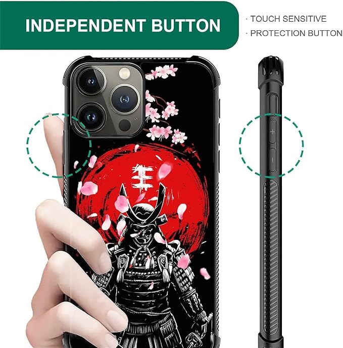 for iPhone 16 Pro Case, Sakura Japanese Samurai Pattern Graphic Design Girl Boy - Image 2