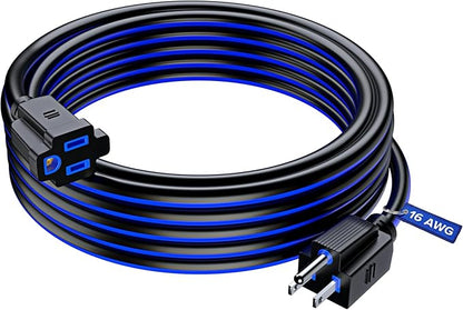 Maximm 25 Ft Black and Blue Extension Cord, Heavy Duty 3-Prong Outdoor Power by MaximmCable