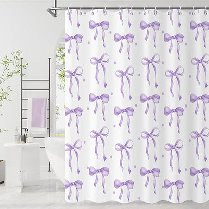 Purple Bow Shower Curtain, Lavender Modern Aesthetic Bowknot by Caheansi
