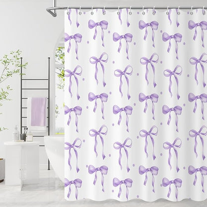 Purple Bow Shower Curtain, Lavender Modern Aesthetic Bowknot by Caheansi