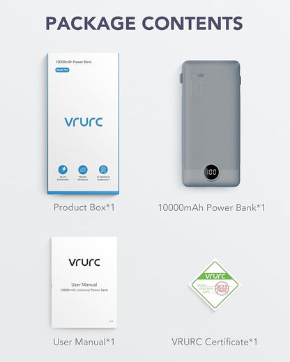 VRURC Portable Charger Built-in Cables and AC Wall Plug, USB C Power Bank - Image 8