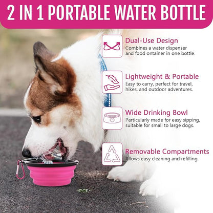 Dog Travel Water Bottle W/Collapsible Bowls - Image 8