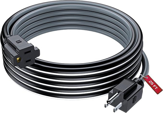 Maximm 25 Ft Black, Heavy Duty 3-Prong Outdoor Power Cable, ETL Listed by MaximmCable