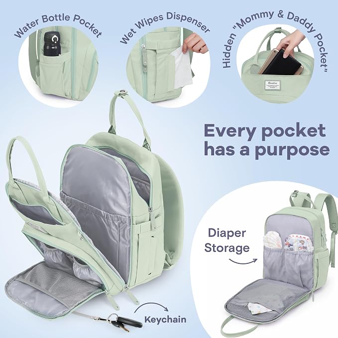 RUVALINO Diaper Bag Backpack-Multifunction Baby Travel Bag - Image 3