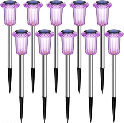 DenicMic Solar Lights Outdoor 10 Pack Waterproof Purple LED Stainless Steel - Image 7